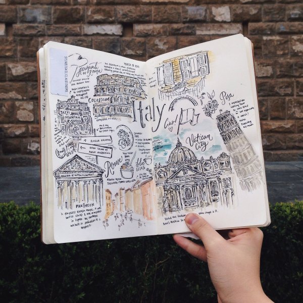 Открытки скетчинг акварелью