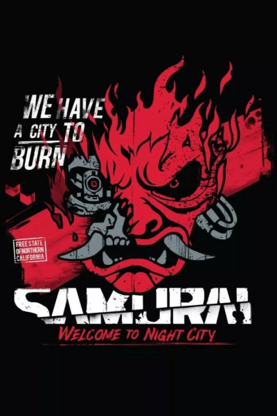 Киберпанк плакат Самурай