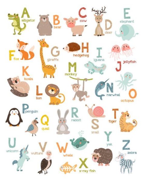 Английский алфавит с животными