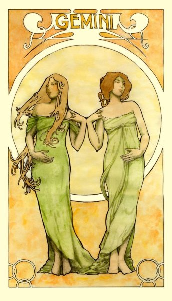 Альфонс Муха Зодиак Близнецы