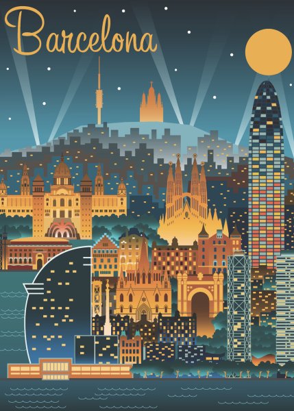 Постеры с изображением города Барселоны