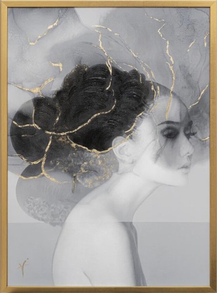 Холст танец в золотом багете 89vor-Aquarelle 13