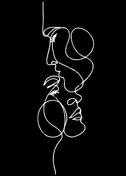 Тату поцелуй контур