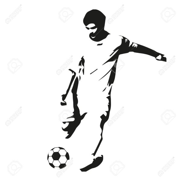 Силуэт футболиста на белом фоне
