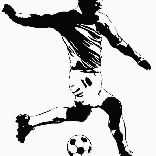 Силуэт футболиста с мячом