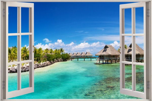 Фон окно на море