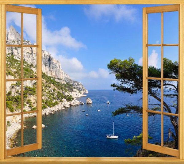 Картина вид из окна на море