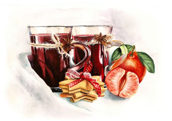 Новогодние Акварельные иллюстрации