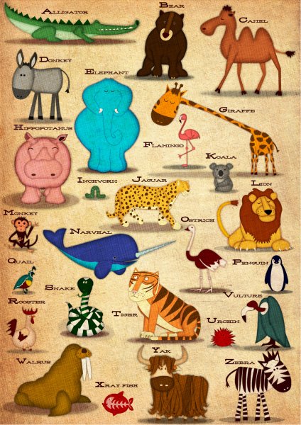 Английский алфавит с животными
