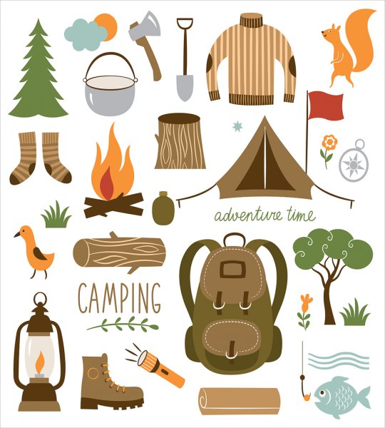 Вещи для похода раскраска