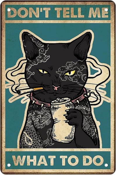 Кот с плакатом