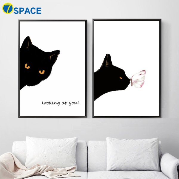 Постер котики черно белый