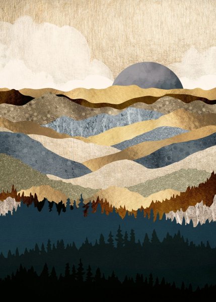 Постер горы и лес