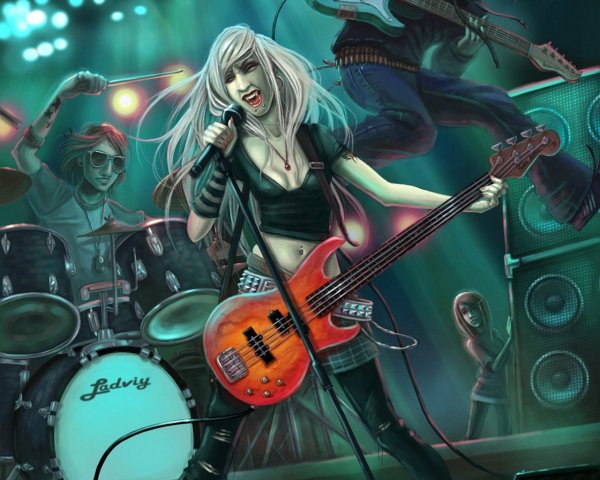 Гитара акварель