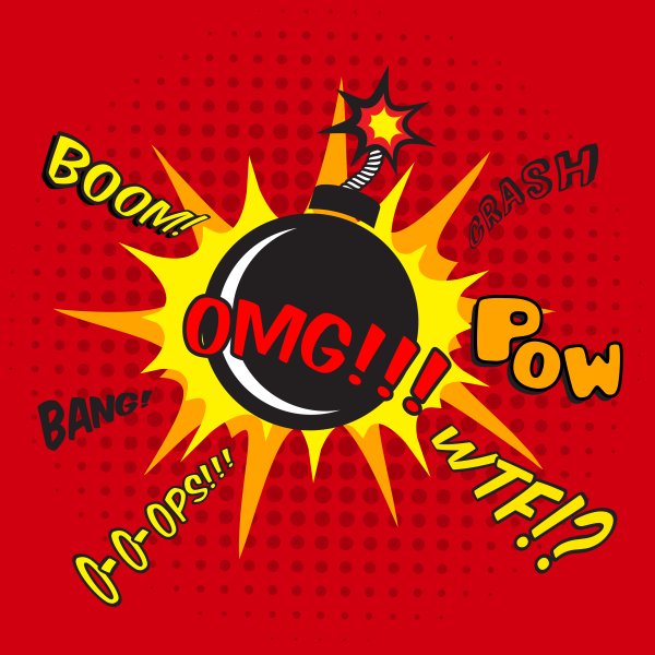 Надписи поп арт бомба