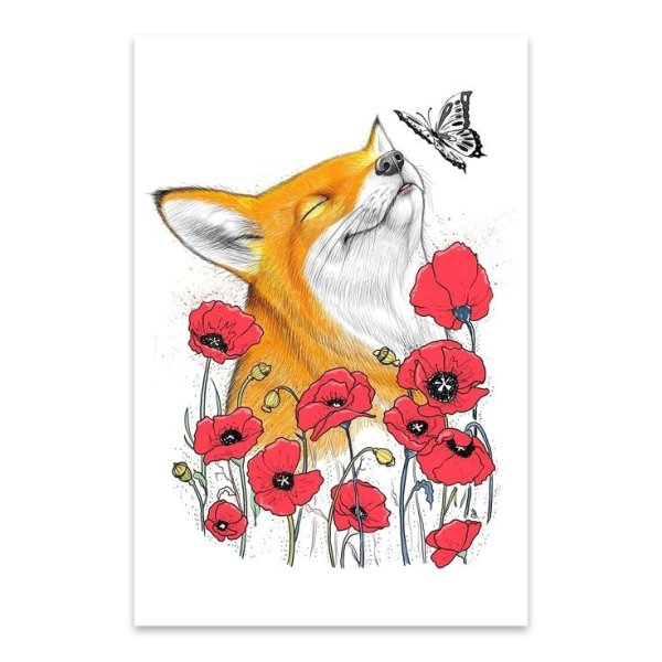 Лиса в маках тату