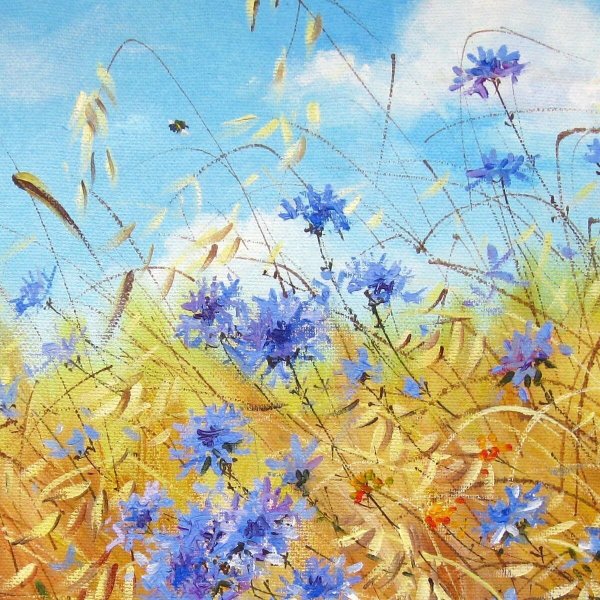 Синие Акварельные цветы