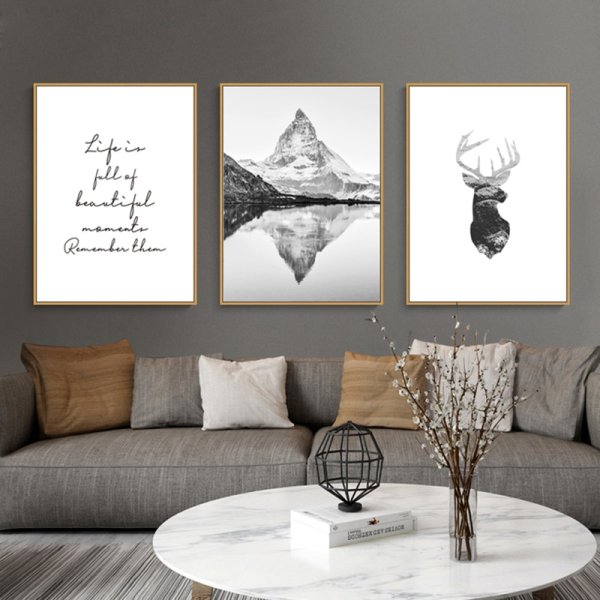 Дизайнерские постеры серый и золото образы семьи