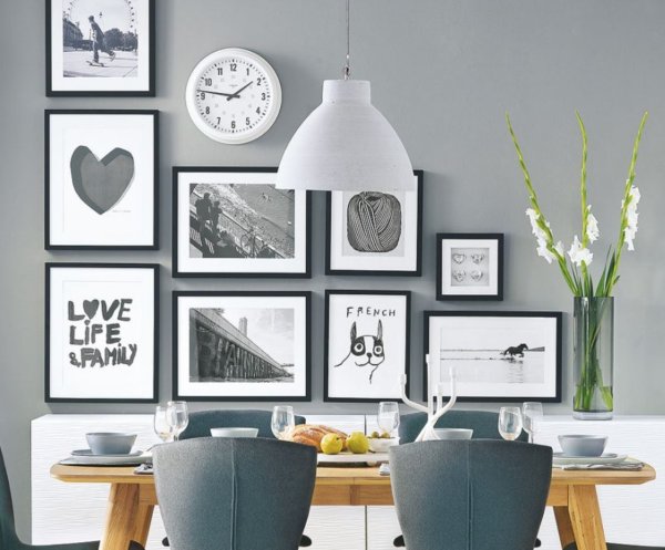 Декор серой стены на кухне