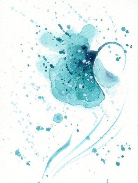 Зеленая гортензия акварелью