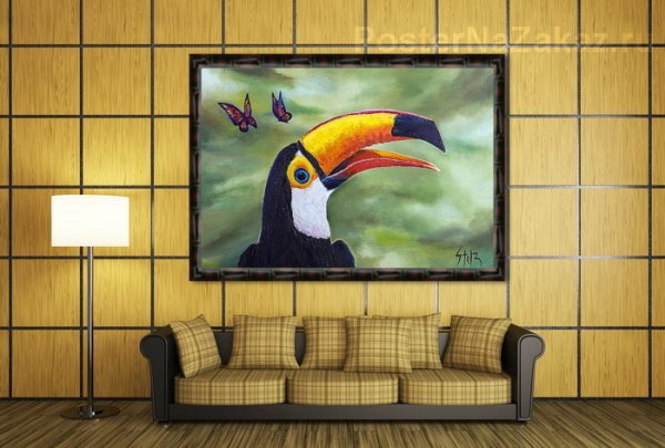 Белогрудый Тукан красная картинка рисунок