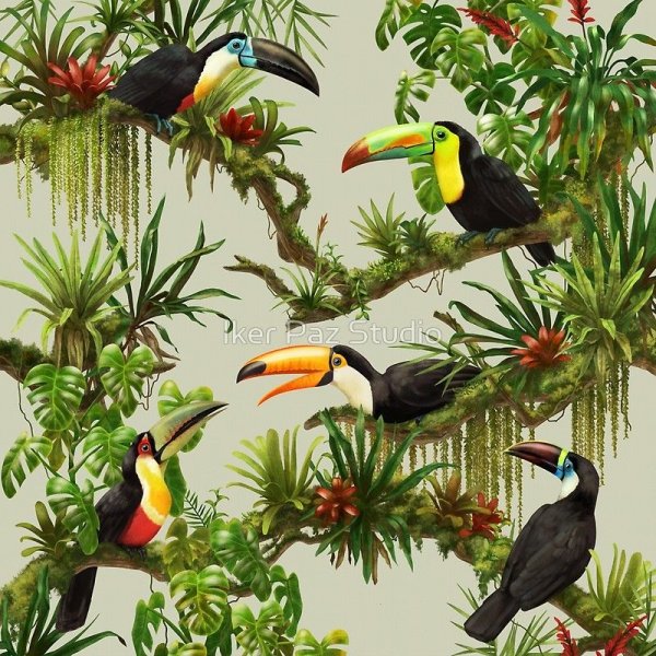 Тукан акварелью скетч