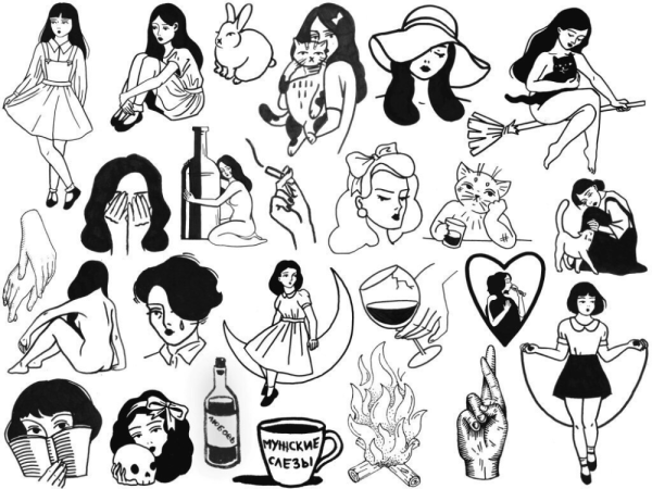 Наклейки для распечатки чёрно белые