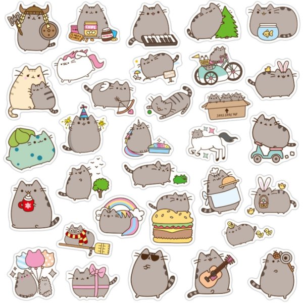 Набор 100 стикеров phusheen Cat