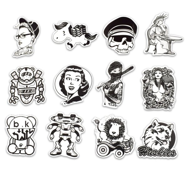 Стикеры наклейки черно белые