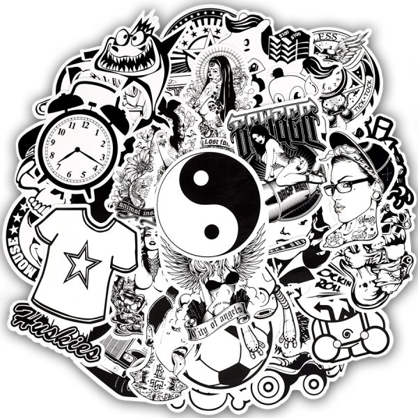 Стикеры чёрно белые