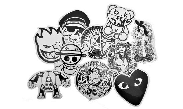 Парные наклейки черно белые