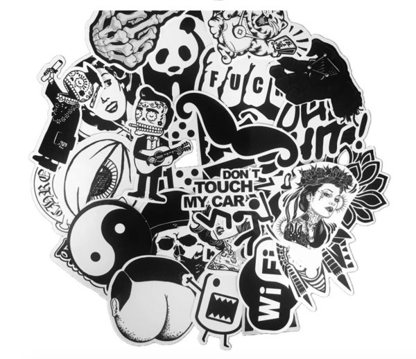 Крутые наклейки черно белые