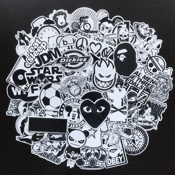 Наклейки черно белые