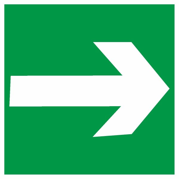 Знак безопасности e02-01 направляющая стрелка (плёнка, 200х200) (з)