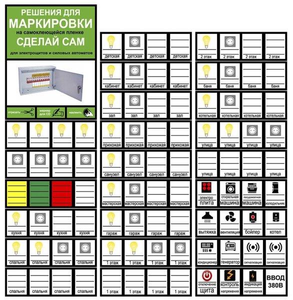 Наклейки на электрощит маркировка 220 для электрощита