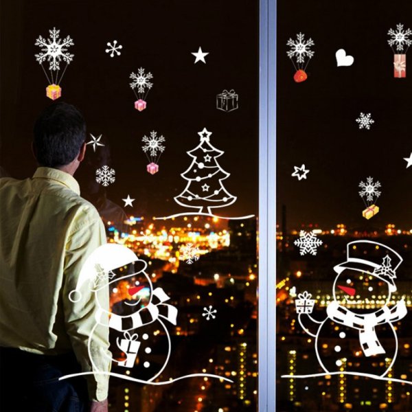 Наклейки на окнановогоднмие