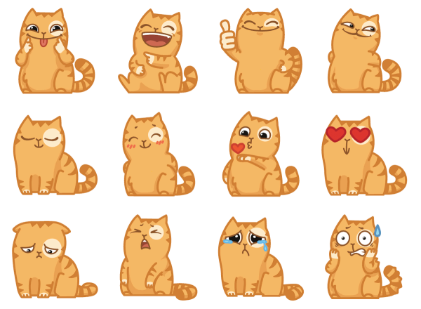 Кот персик Стикеры