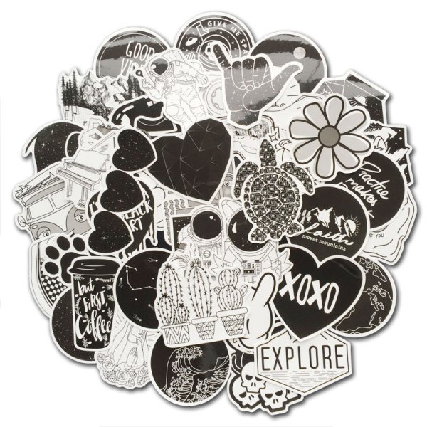 Эстетичные наклейки черно белые