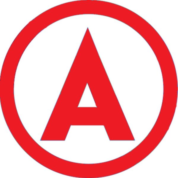 Наклейка "а" для идентификации светильников с аварийным блоком 40х40мм