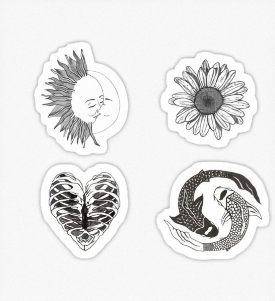 Наклейки тумблер черно белые