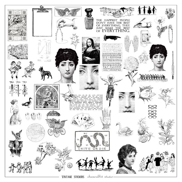 Стикеры для ежедневника черно белые