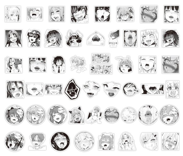 Стикеры чёрно белые аниме