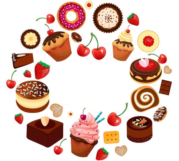 Сладости на белом фоне