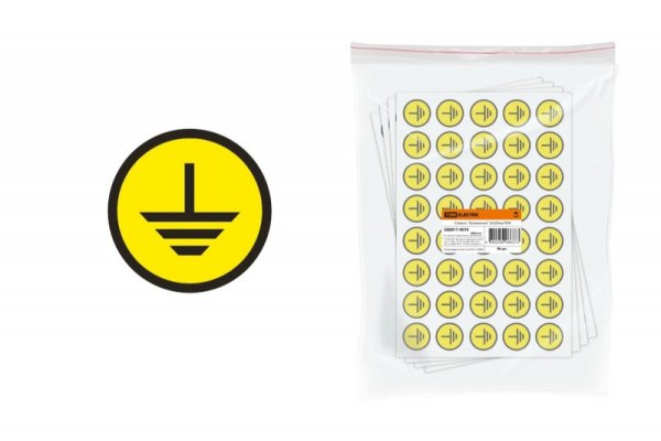 Самоклеящаяся этикетка 30х30мм символ "заземление" IEK