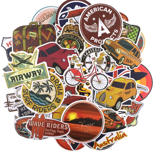 Ретро наклейки на чемодан путешественника