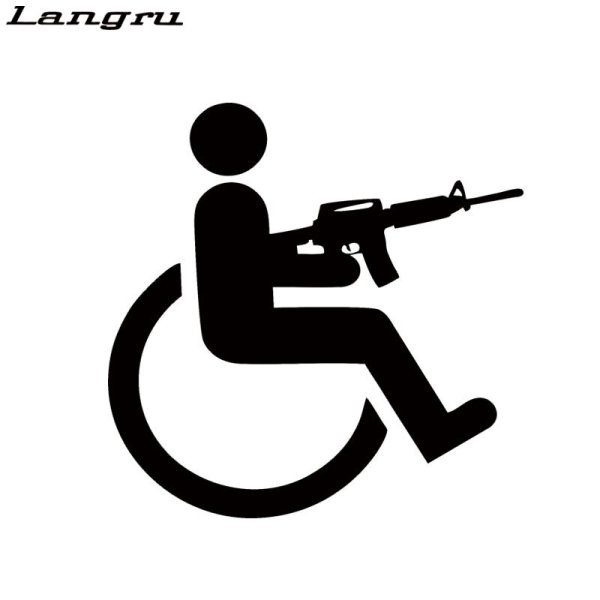 Значок инвалидной коляски с оружием