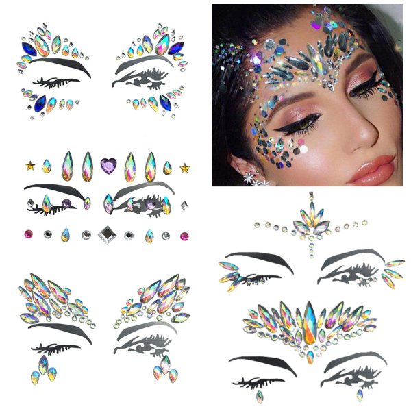 Наклейки на лицо стразы