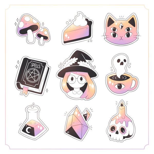 Милые наклейки для ведьмы