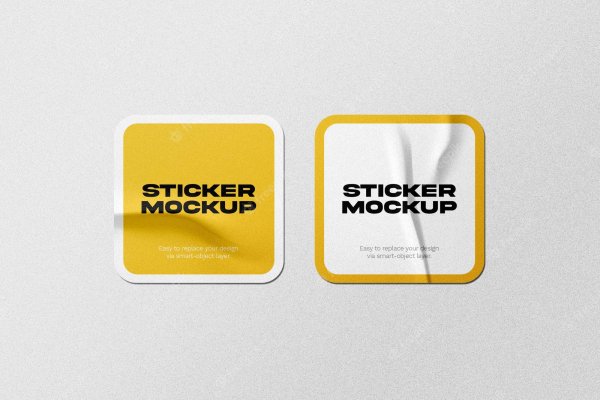 Мокап наклейки прямоугольные