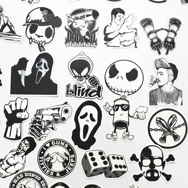 Стикеры чёрно белые